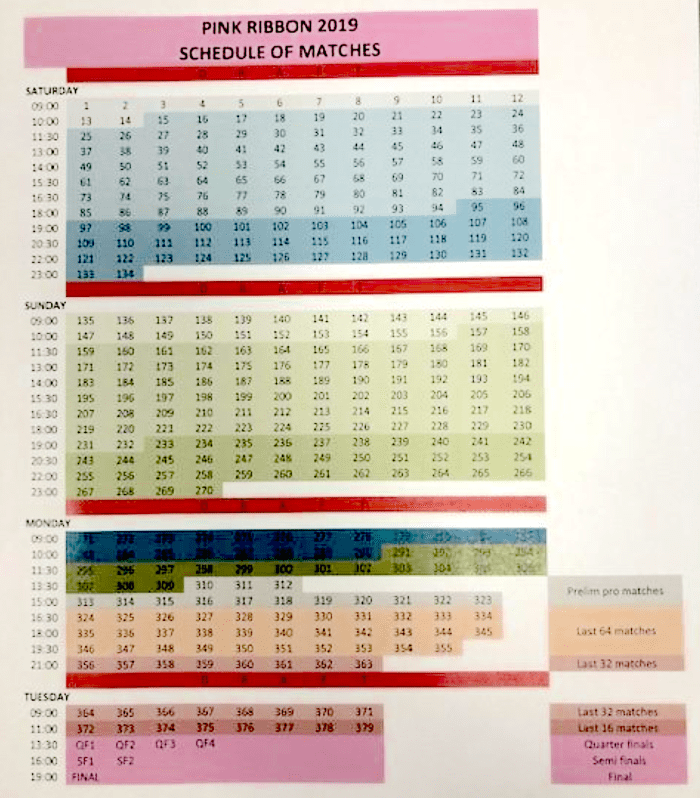 PinkRibbon2019 - Schedule Draft