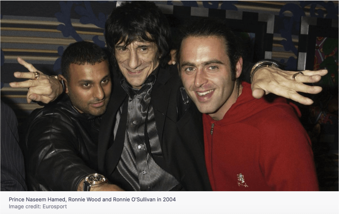 Ronnie O, Ronnie Wood and Prince Naseem Hamed