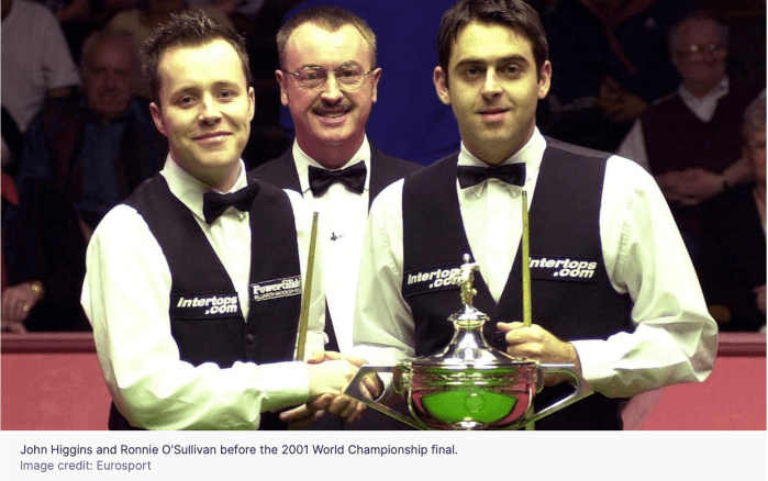 Ronnie - John Higgins WC 2001 Final Handshake
