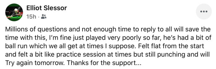 Elliot Slessor reaction after bad session 3/8/2020