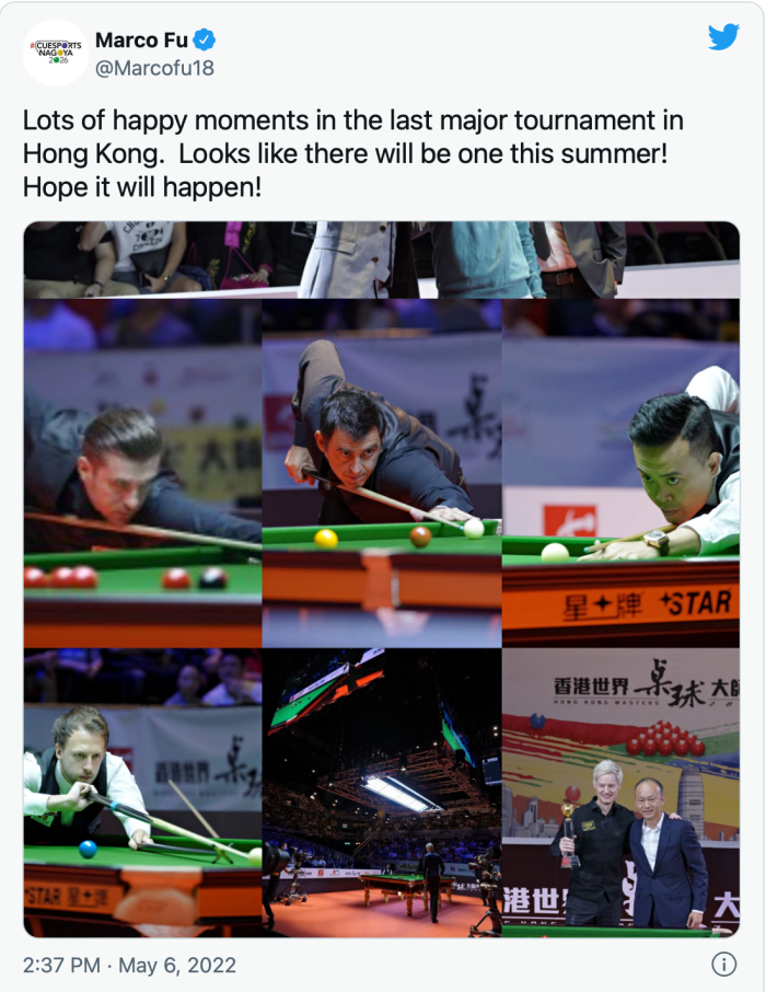 Marco Fu's HK event tweet