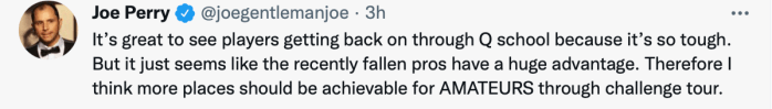 Joe Perry 2022 Q-School Evt 2 Tweet